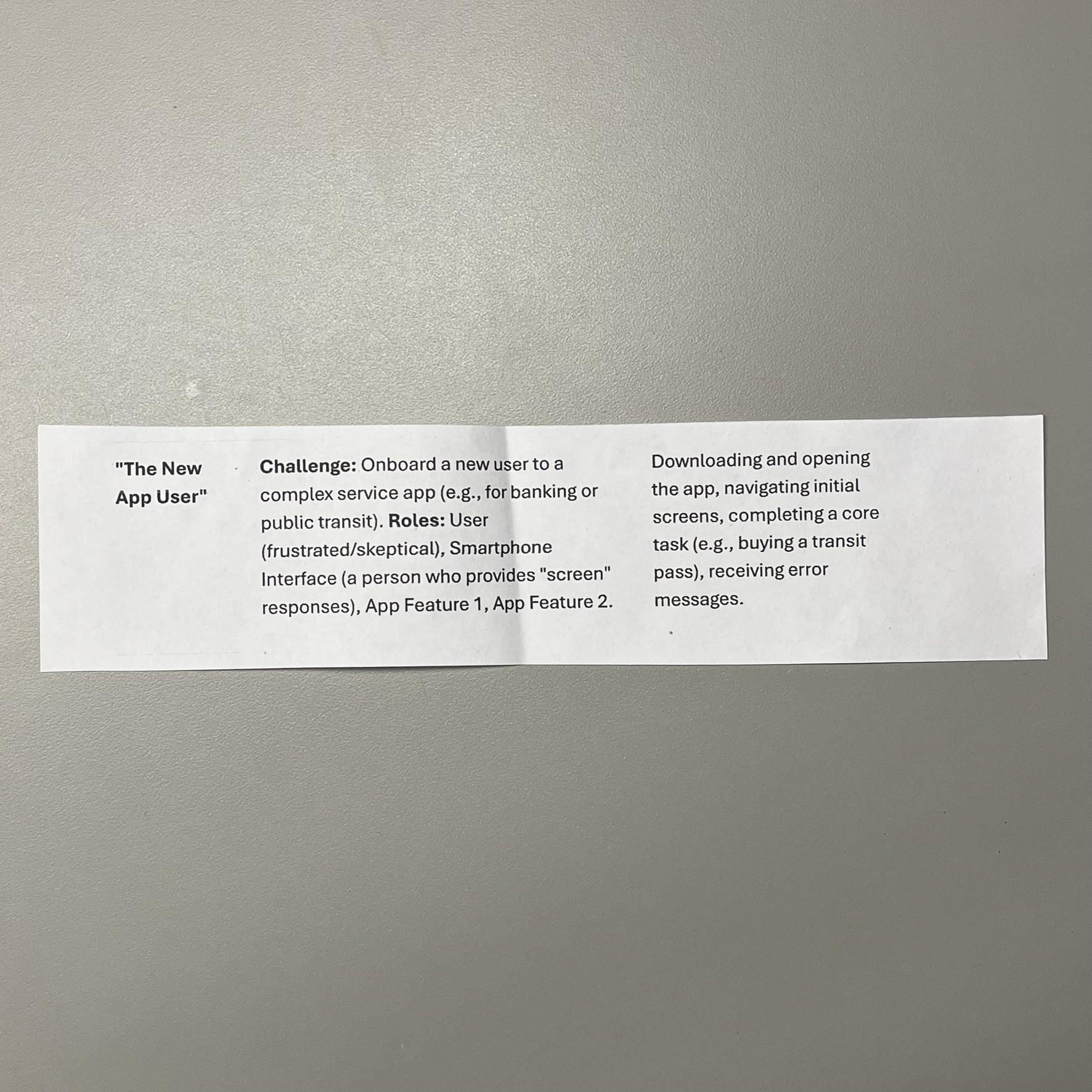 Our group's prompt: 'The New App User'