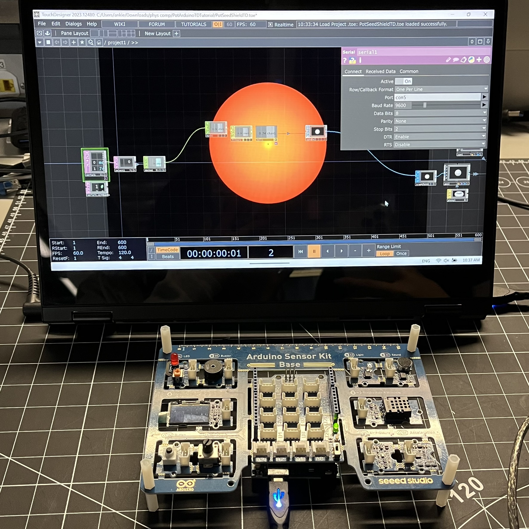 TouchDesigner template connected to Arduino.