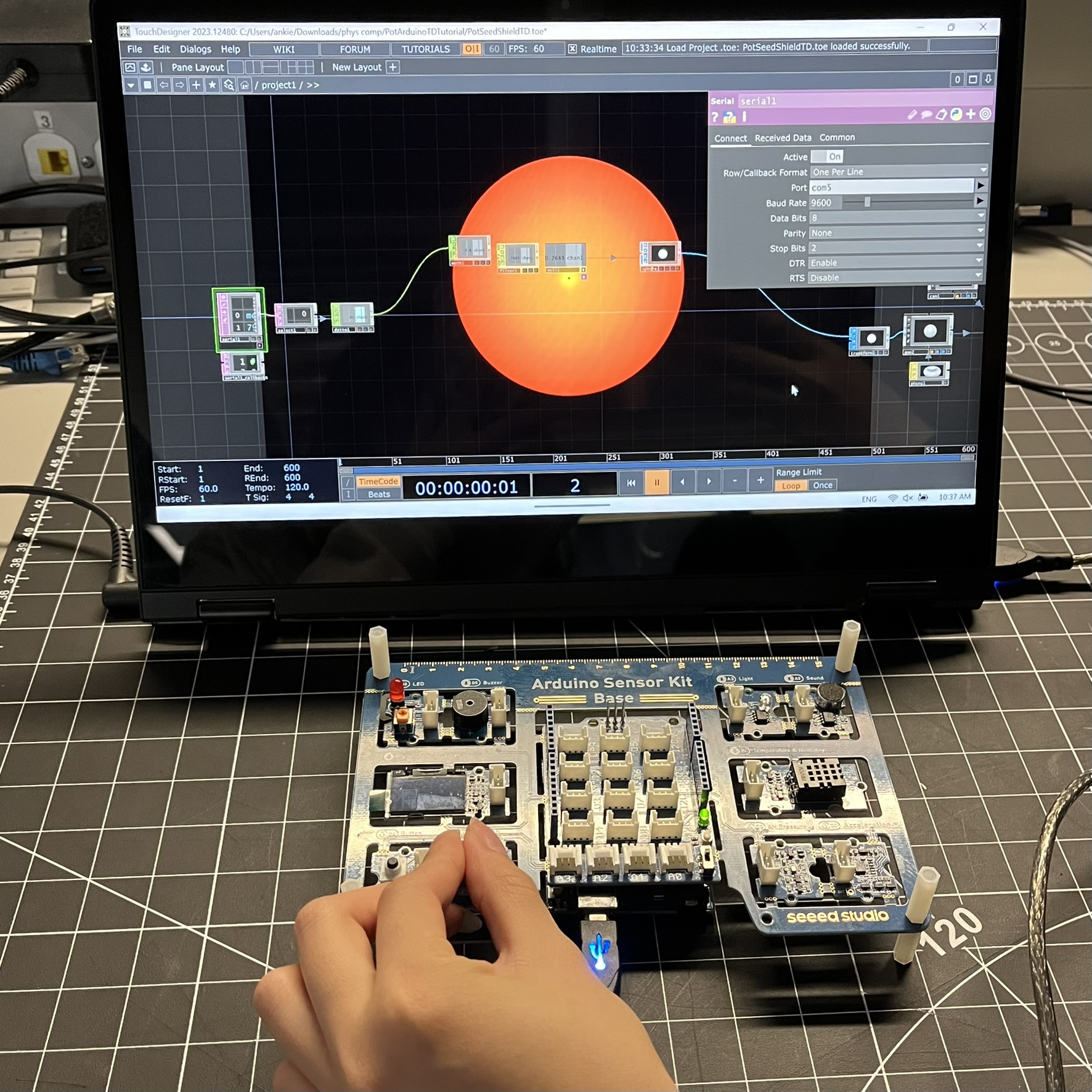 Testing knob control with Arduino to manipulate the template.