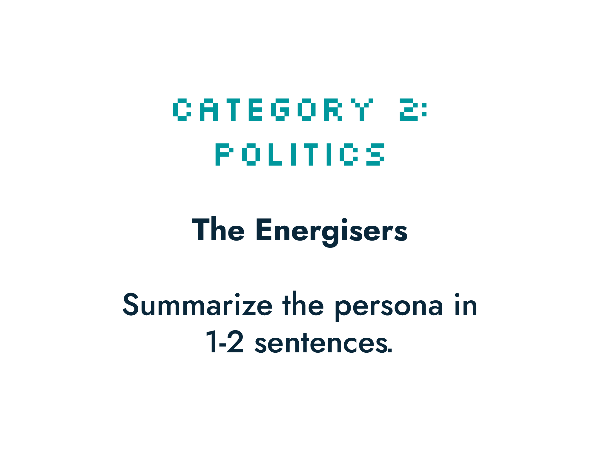 This persona is looking for ways to reduce stress, improve wellbeing and foster social connection in an increasingly fragmented world through play and positive emotions. They value creativity, community and empowerment.